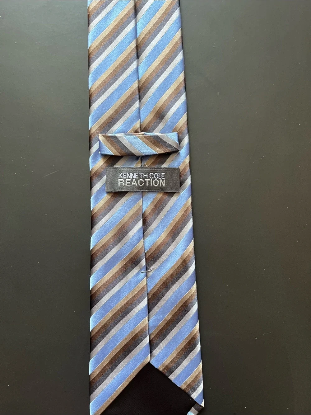 Kenneth Cole Reaction Blue and Brown Diagonal Stripe Tie